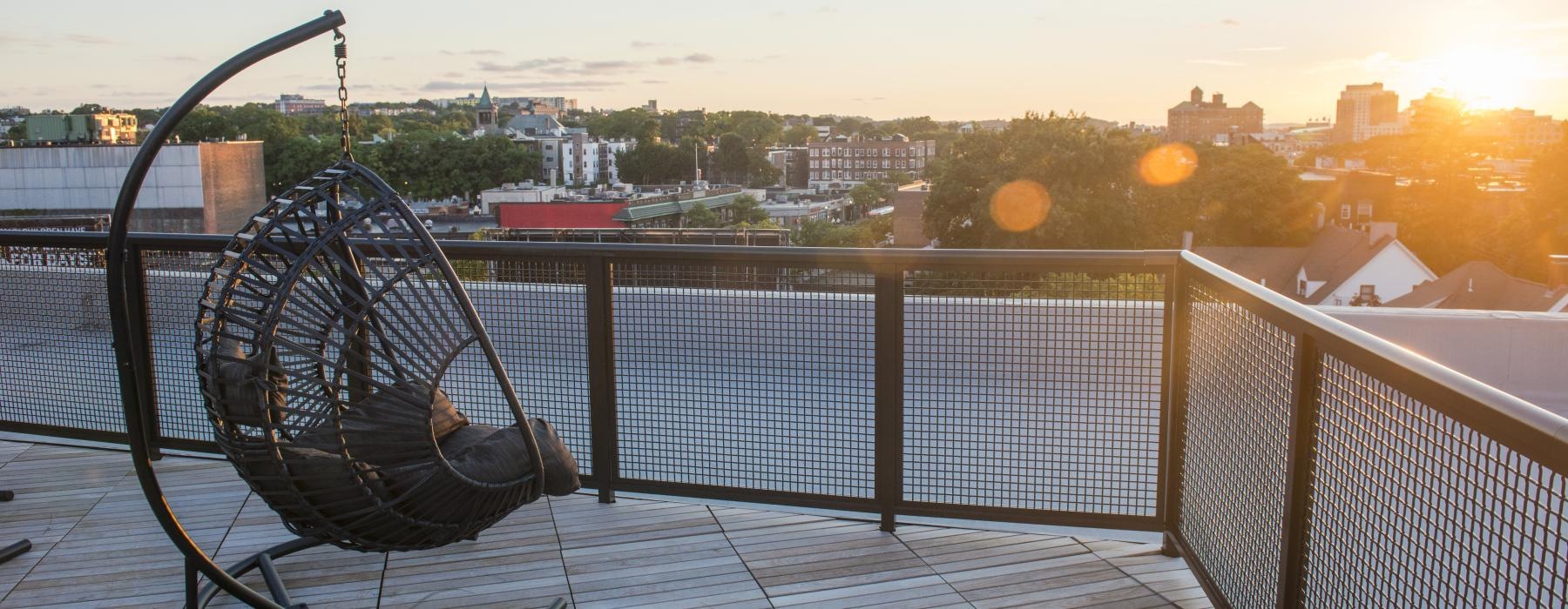 a railing overlooking a city